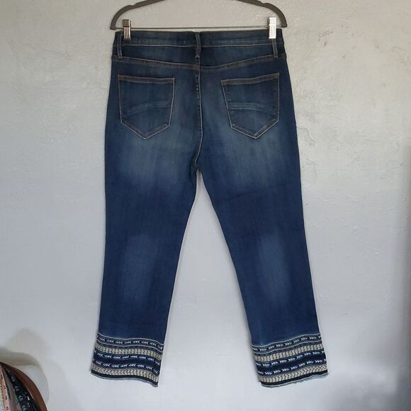 DRIFTWOOD Blue Cropped Jeans with Embroidered Hem Size 31 - Picture 7 of 10